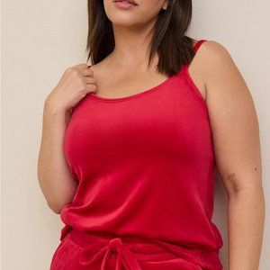 Torrid Cami Top 2X 4X Red Ultra Soft Velour Holiday Scoop Neck Loungewear Plus